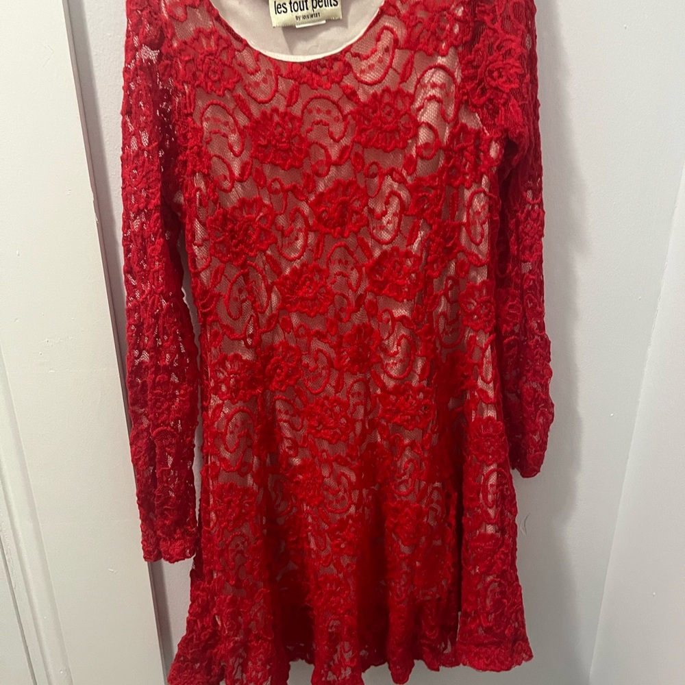 Les tout pet Red Lace dress size 7